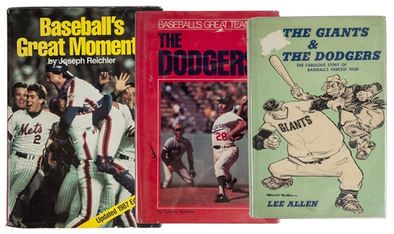 Lot of (3) Baseball Legends & Dodgers Multi-Signed Books Incl Ted Williams, Mantle and Koufax(PSA/DNA Pre-Cert)